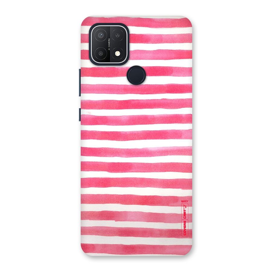 White And Pink Stripes Back Case for Oppo A15