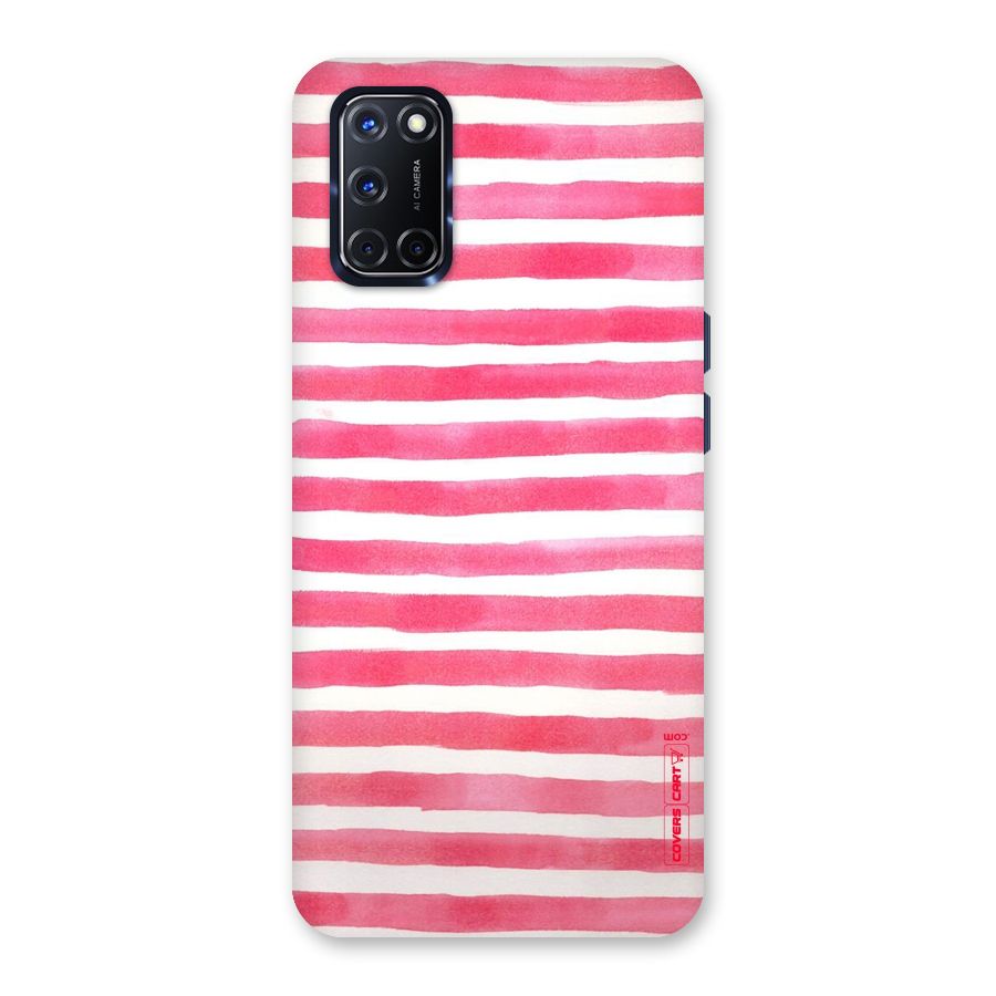 White And Pink Stripes Back Case for Oppo A52