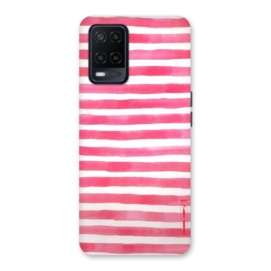 White And Pink Stripes Back Case for Oppo A54