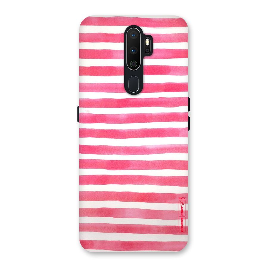 White And Pink Stripes Back Case for Oppo A5 (2020)