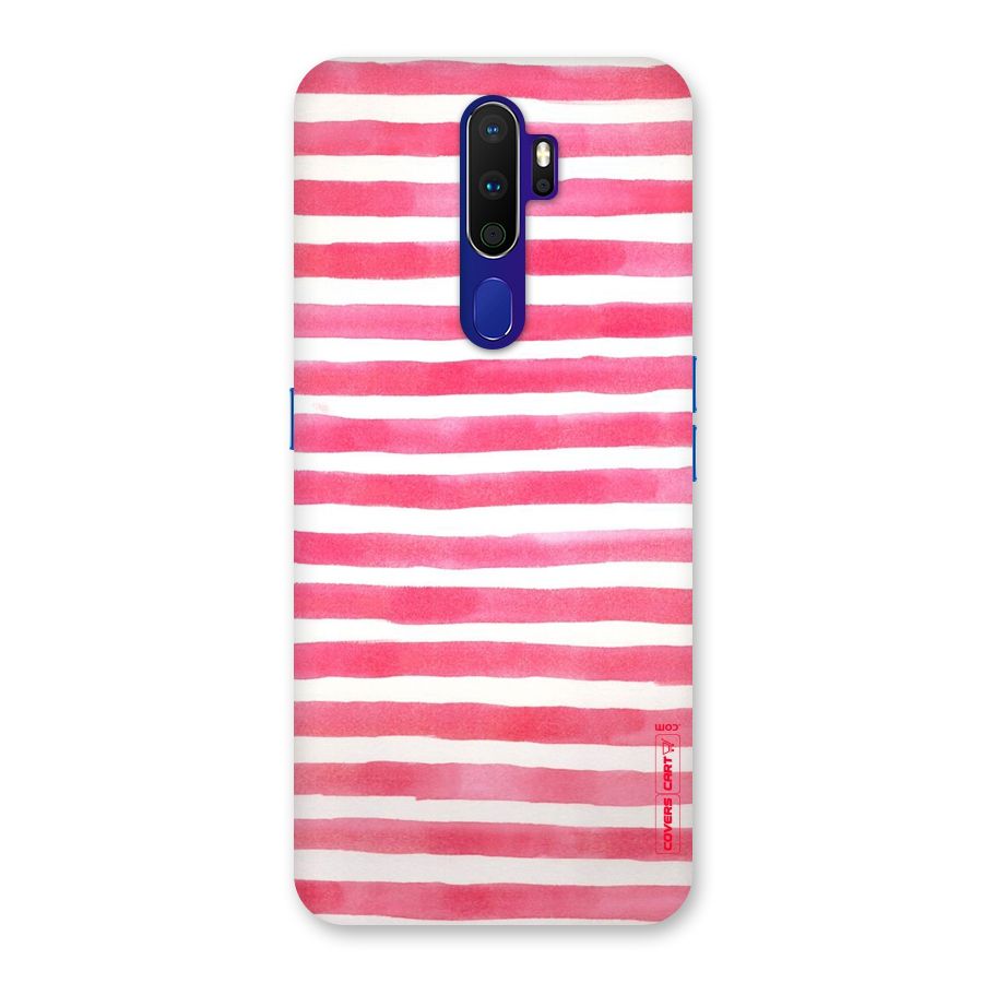 White And Pink Stripes Back Case for Oppo A9 (2020)