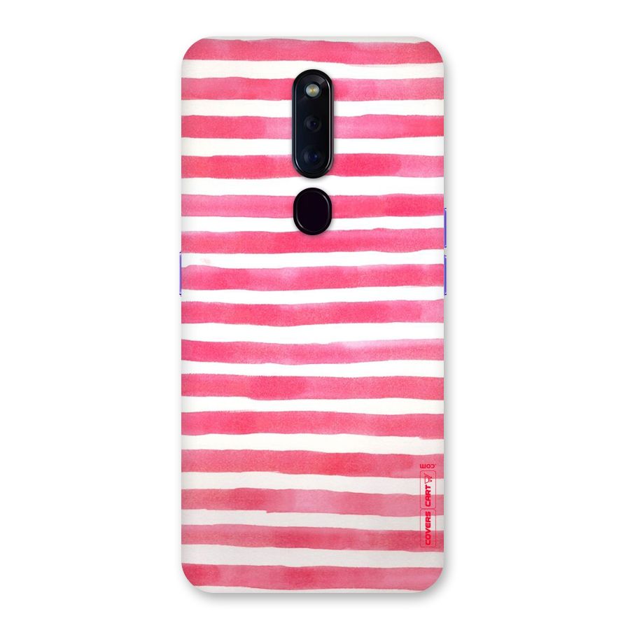 White And Pink Stripes Back Case for Oppo F11 Pro