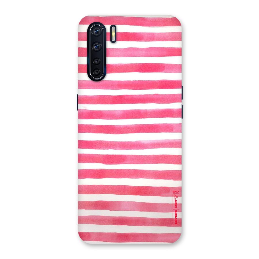 White And Pink Stripes Back Case for Oppo F15