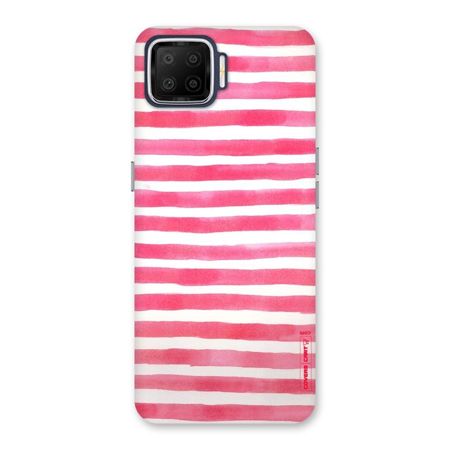 White And Pink Stripes Back Case for Oppo F17