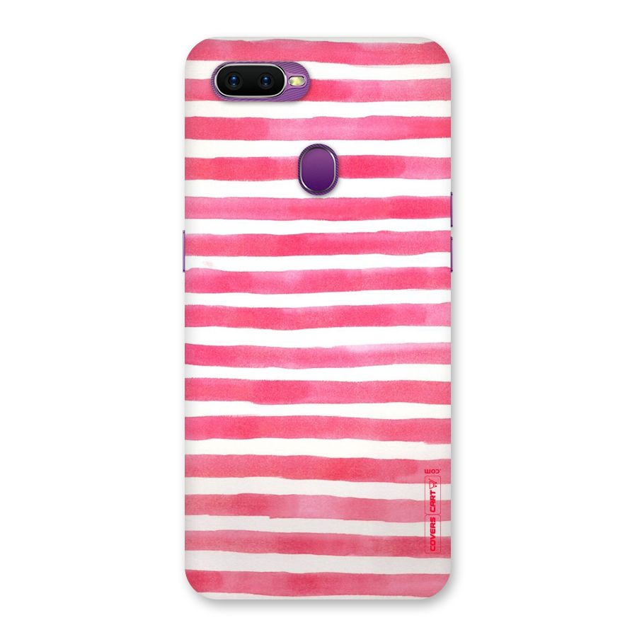 White And Pink Stripes Back Case for Oppo F9