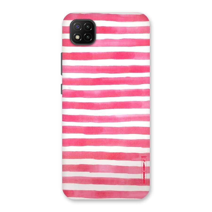 White And Pink Stripes Back Case for Poco C3