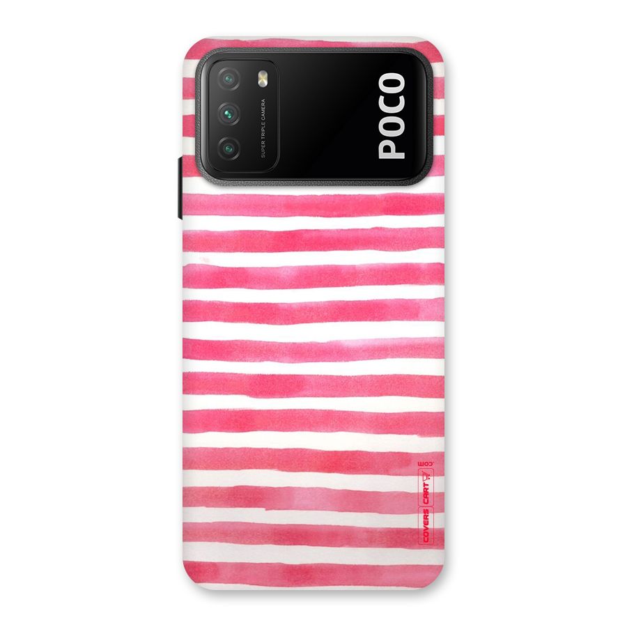 White And Pink Stripes Back Case for Poco M3