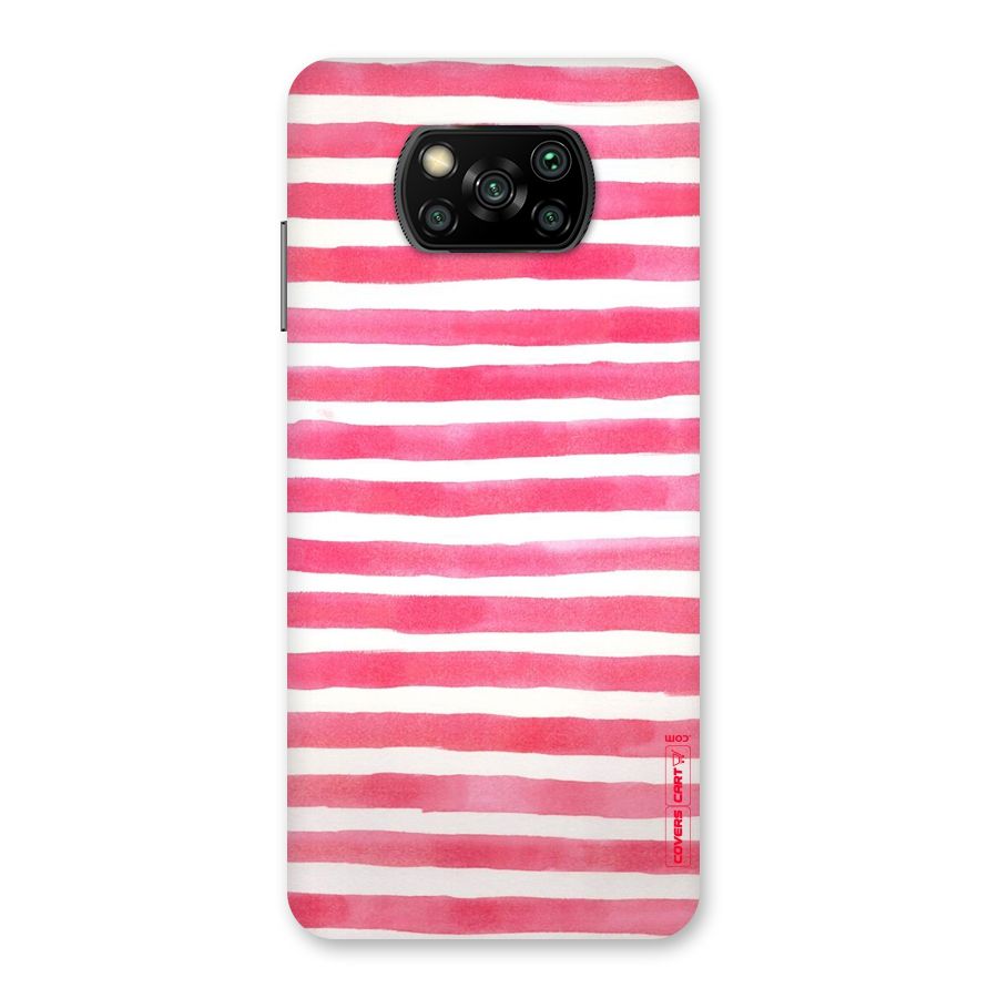 White And Pink Stripes Back Case for Poco X3