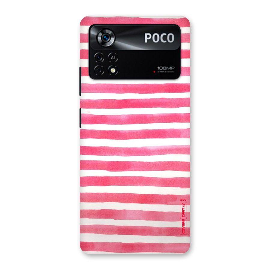 White And Pink Stripes Back Case for Poco X4 Pro 5G