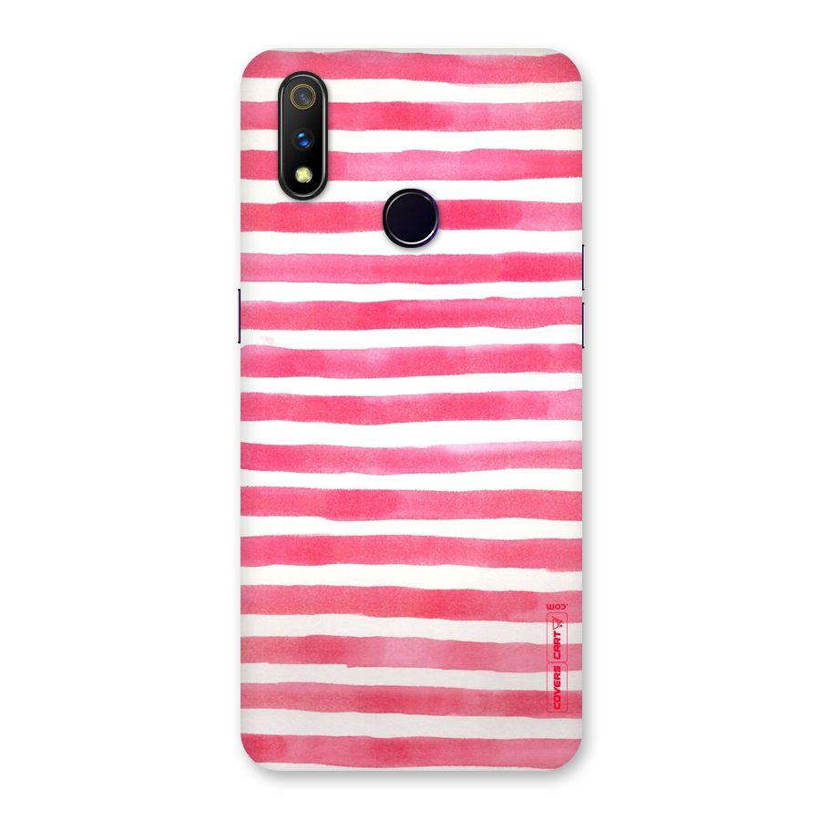 White And Pink Stripes Back Case for Realme 3 Pro
