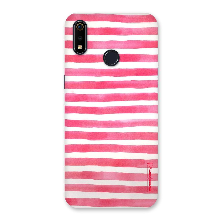 White And Pink Stripes Back Case for Realme 3i