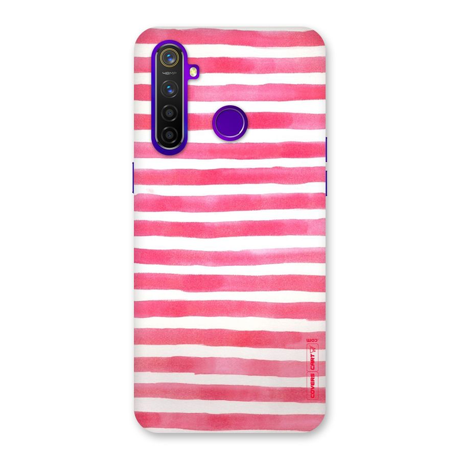 White And Pink Stripes Back Case for Realme 5 Pro