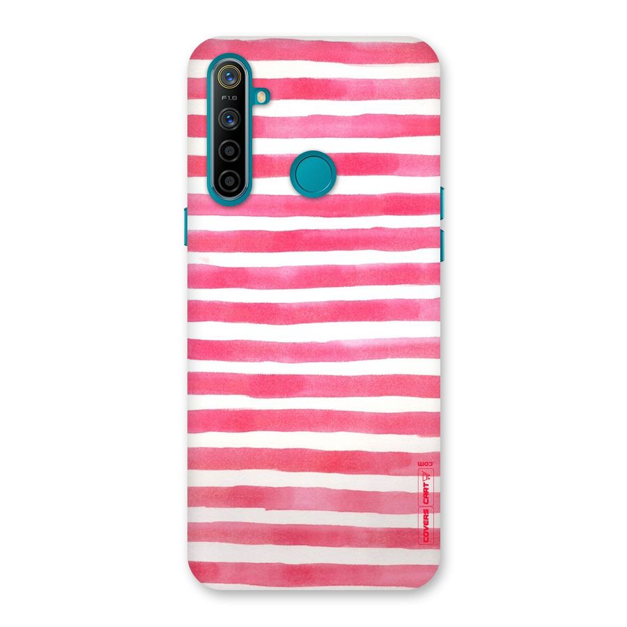 White And Pink Stripes Back Case for Realme 5i