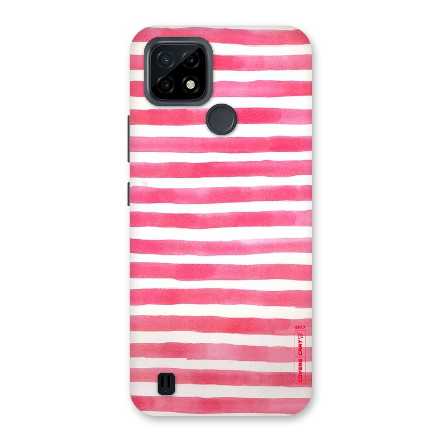 White And Pink Stripes Back Case for Realme C21