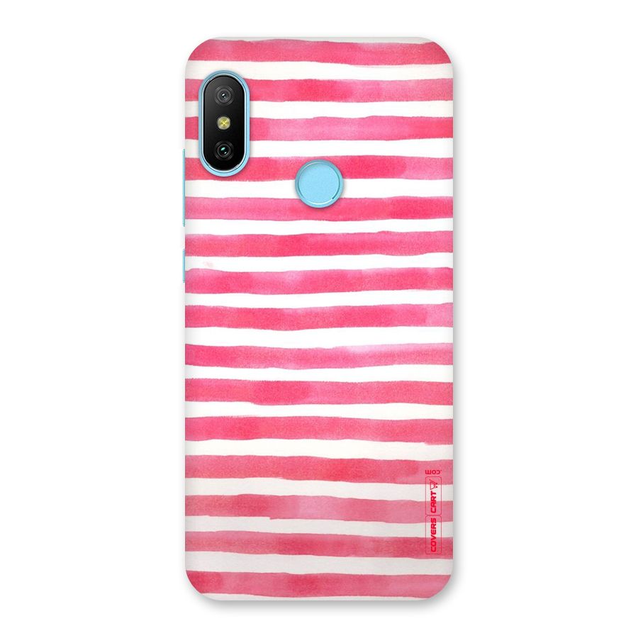 White And Pink Stripes Back Case for Redmi 6 Pro
