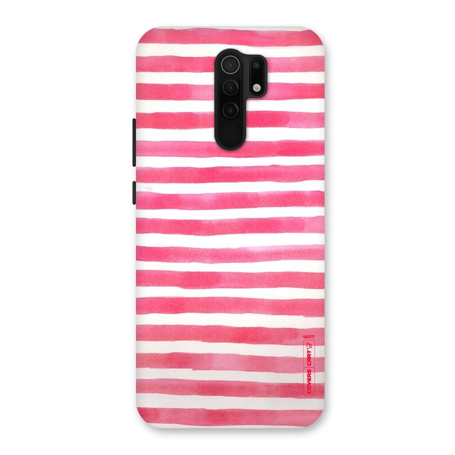 White And Pink Stripes Back Case for Redmi 9 Prime
