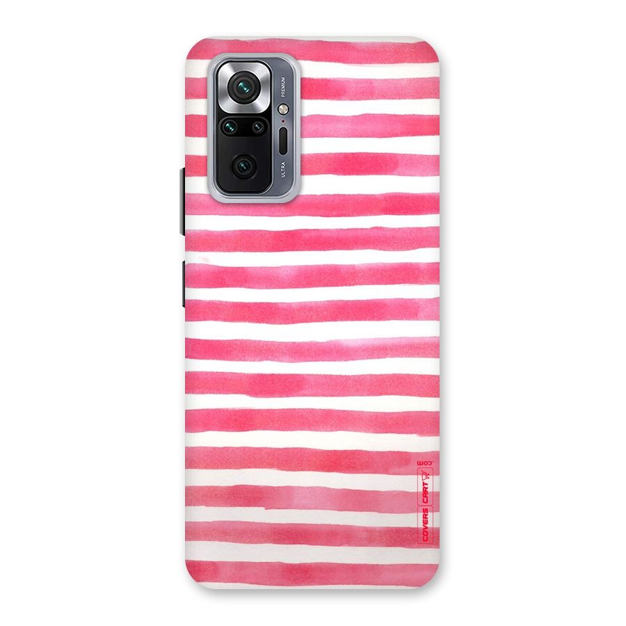 White And Pink Stripes Back Case for Redmi Note 10 Pro