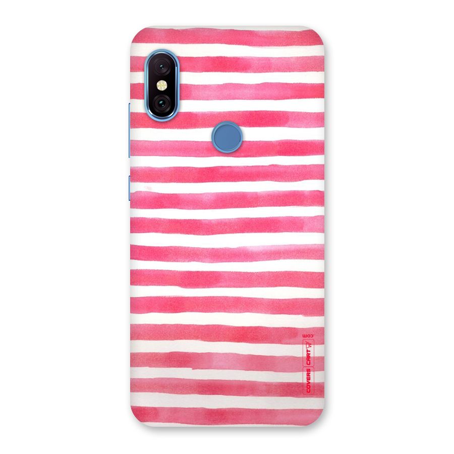 White And Pink Stripes Back Case for Redmi Note 6 Pro