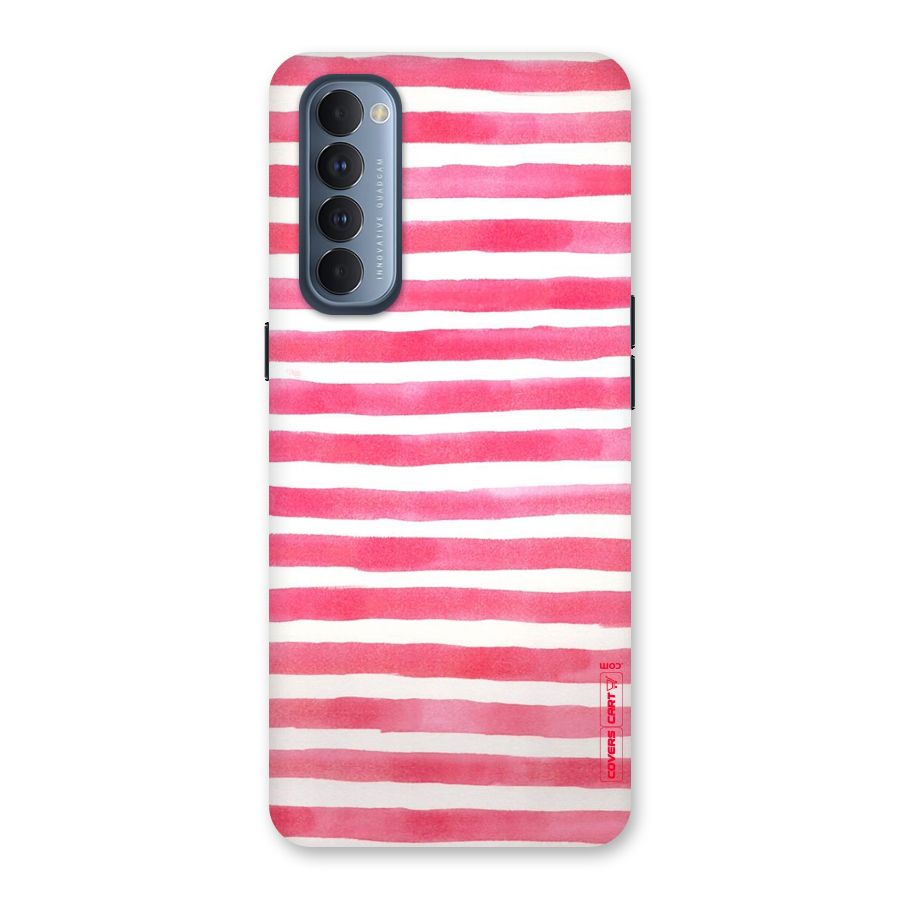 White And Pink Stripes Back Case for Reno4 Pro