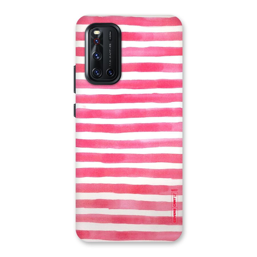 White And Pink Stripes Back Case for Vivo V19