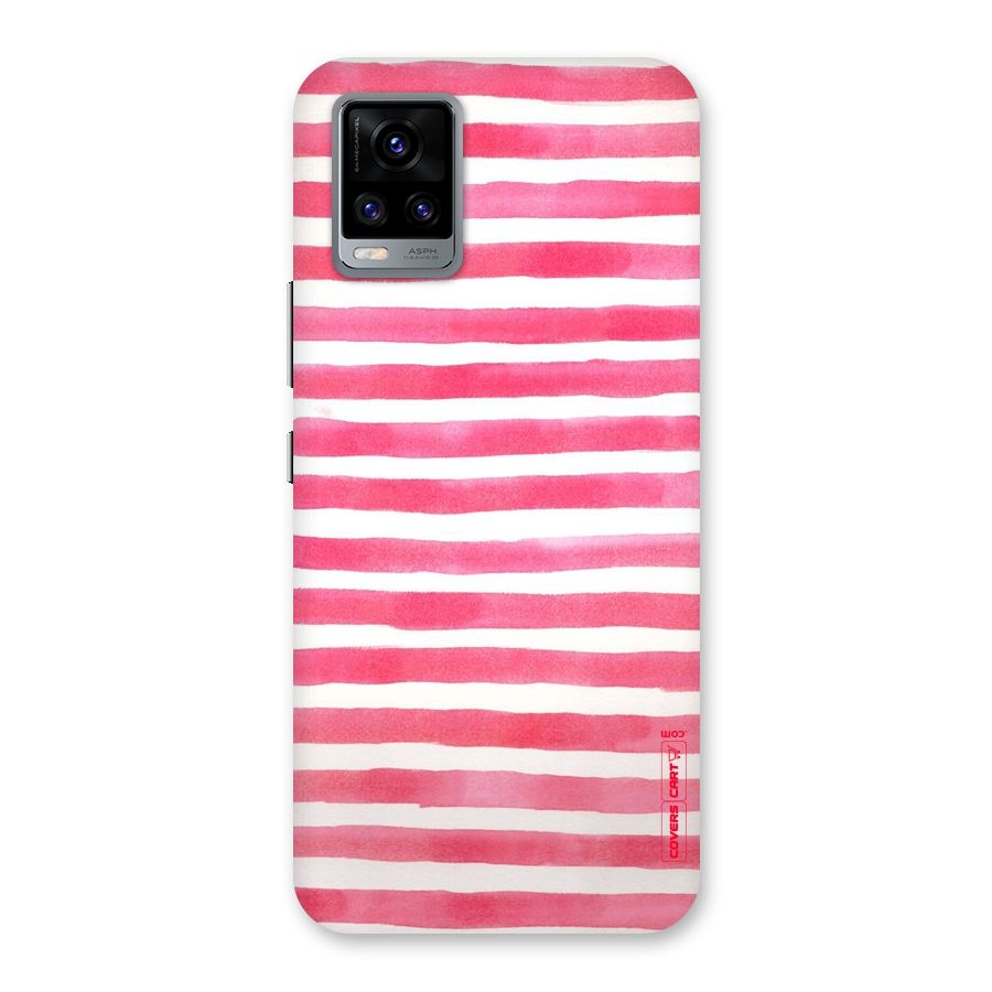 White And Pink Stripes Back Case for Vivo V20