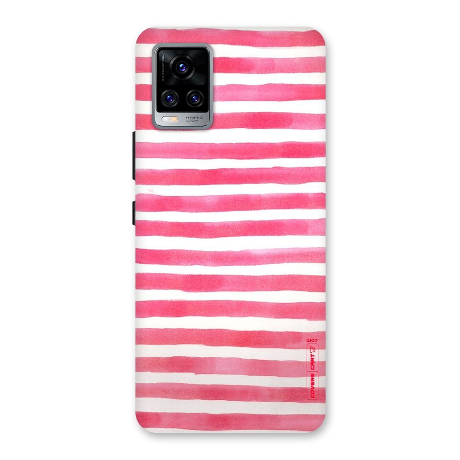 White And Pink Stripes Back Case for Vivo V20 Pro