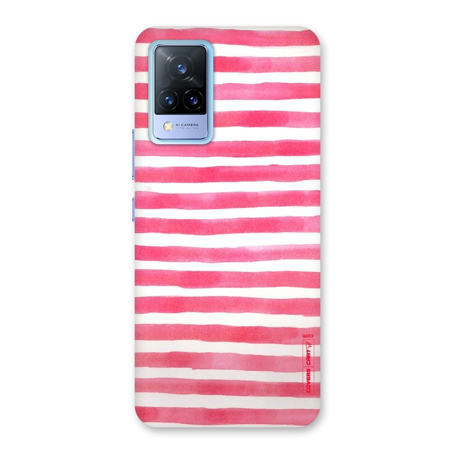 White And Pink Stripes Back Case for Vivo V21 5G
