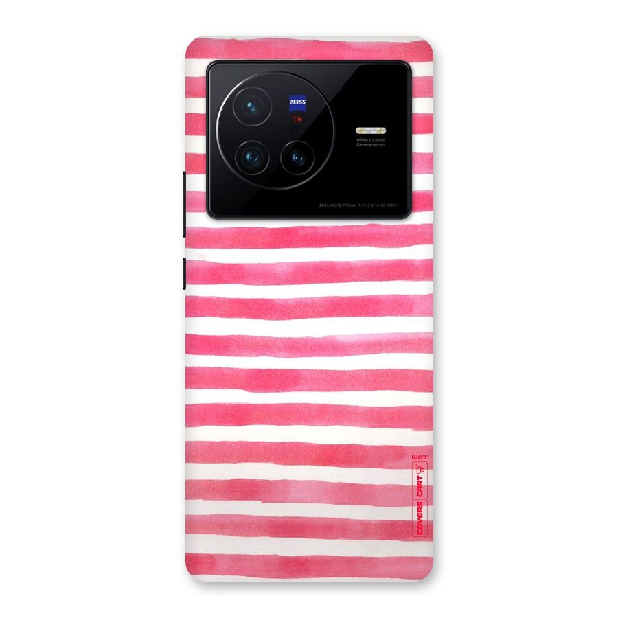 White And Pink Stripes Back Case for Vivo X80