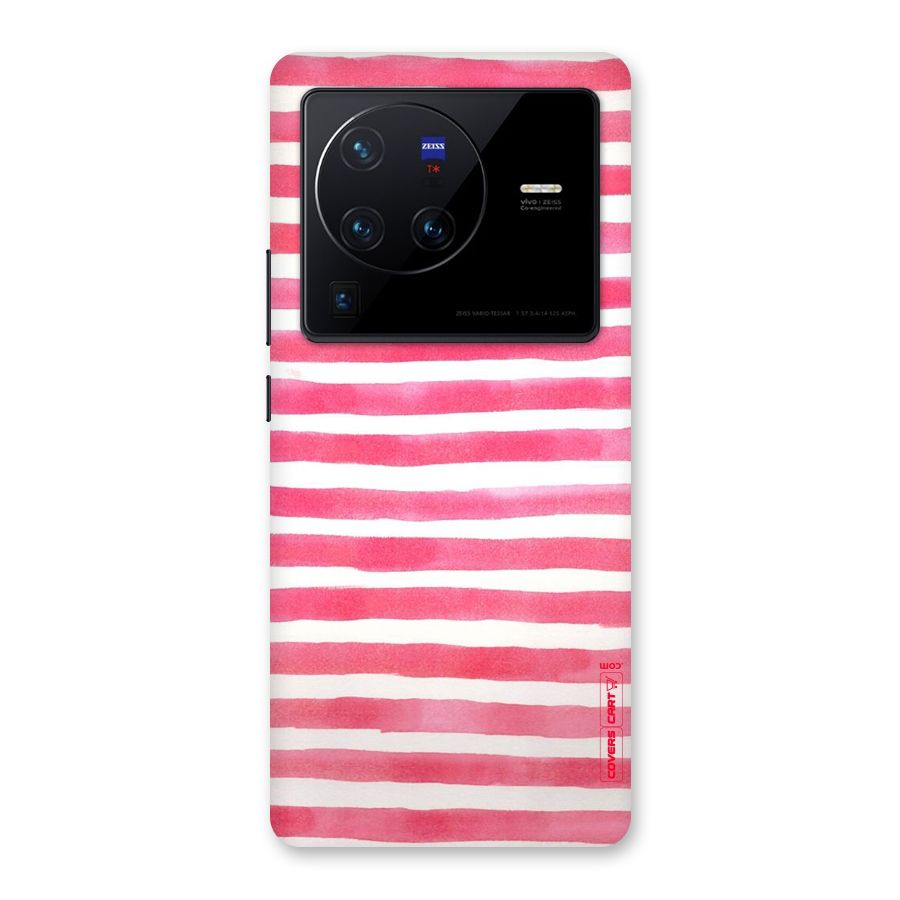 White And Pink Stripes Back Case for Vivo X80 Pro