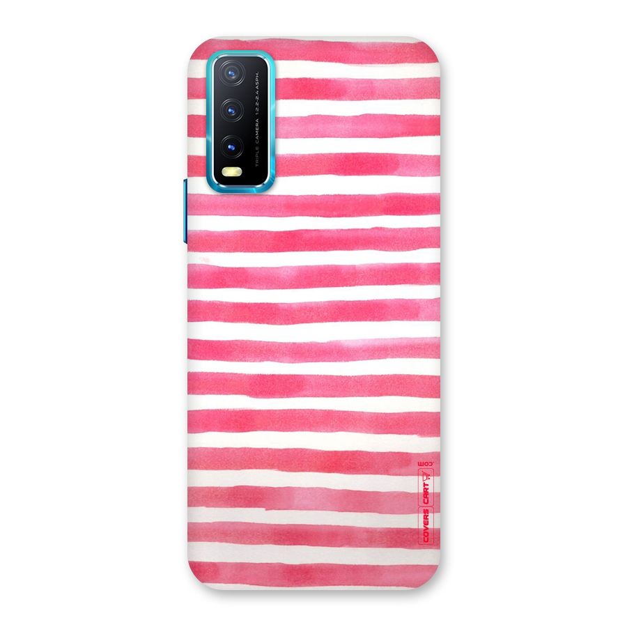 White And Pink Stripes Back Case for Vivo Y20