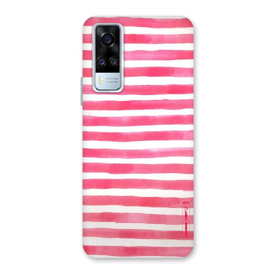 White And Pink Stripes Back Case for Vivo Y31