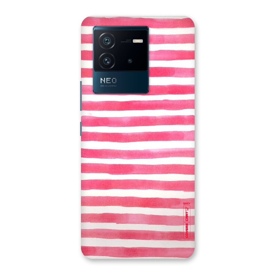 White And Pink Stripes Back Case for Vivo iQOO Neo 6 5G
