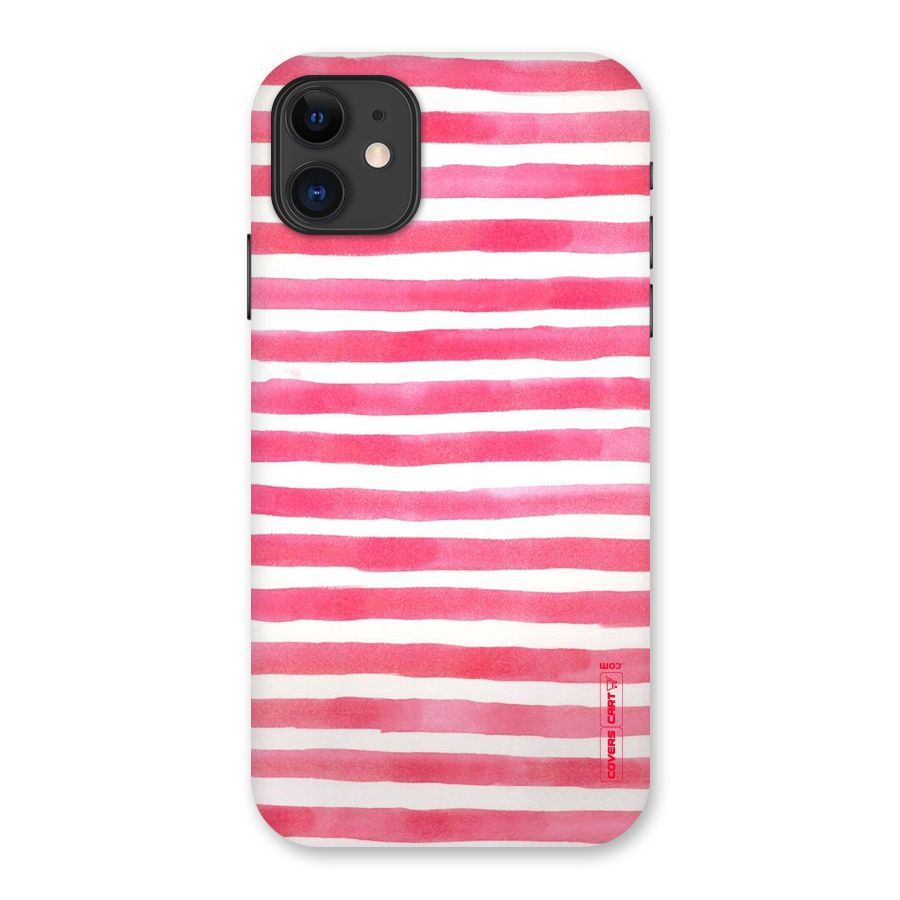 White And Pink Stripes Back Case for iPhone 11
