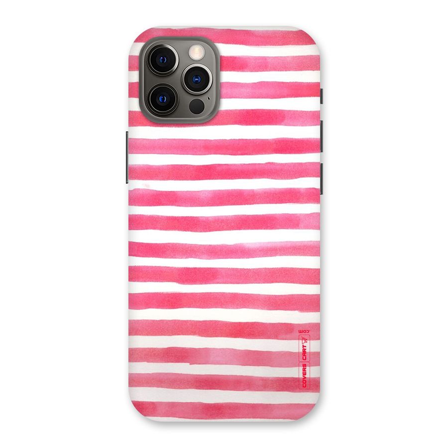 White And Pink Stripes Back Case for iPhone 12 Pro