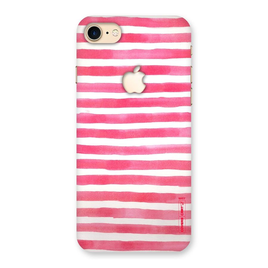 White And Pink Stripes Back Case for iPhone 7 Apple Cut
