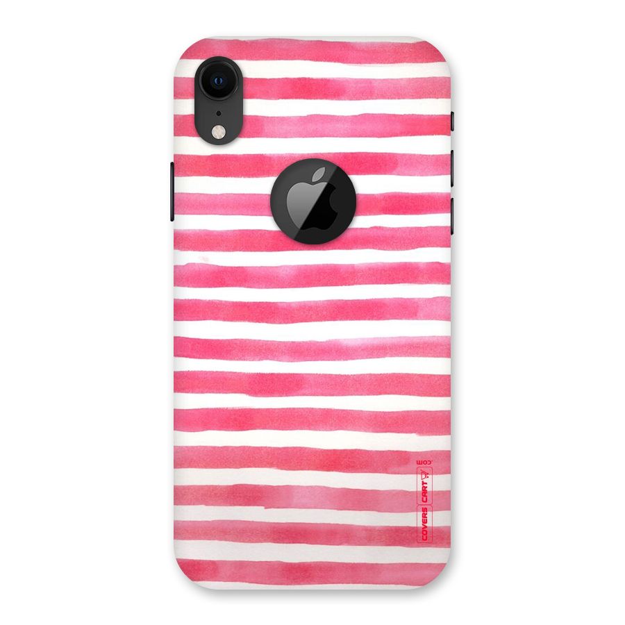 White And Pink Stripes Back Case for iPhone XR Logo Cut