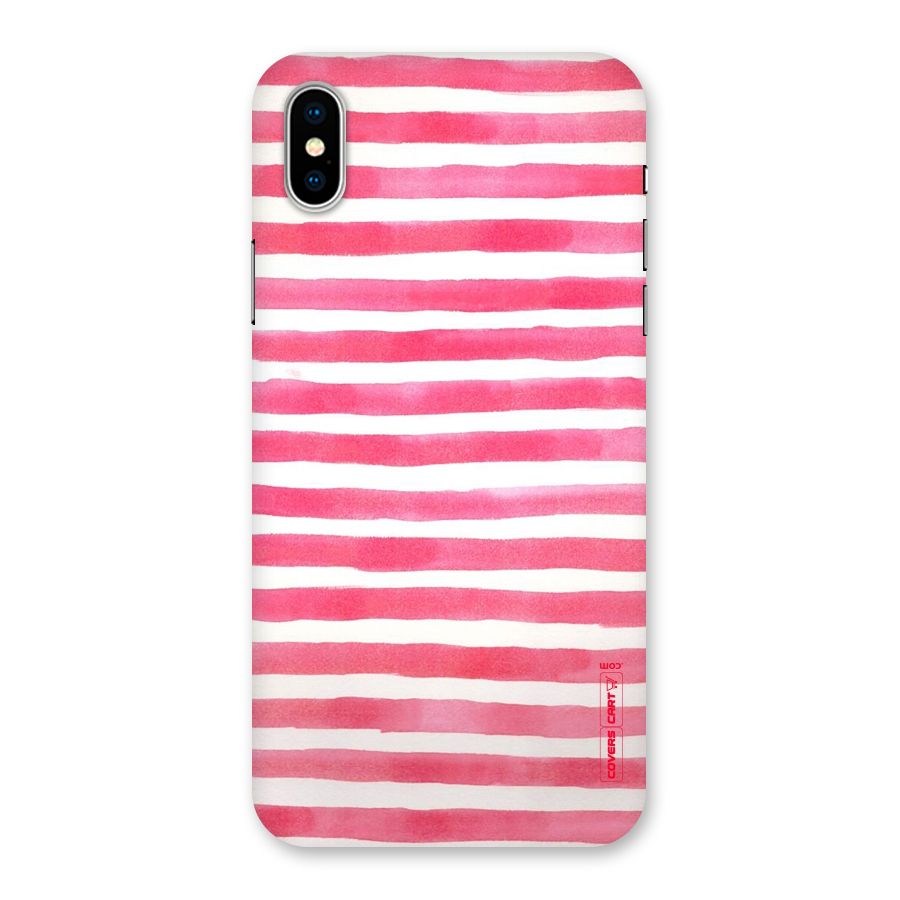 White And Pink Stripes Back Case for iPhone XS