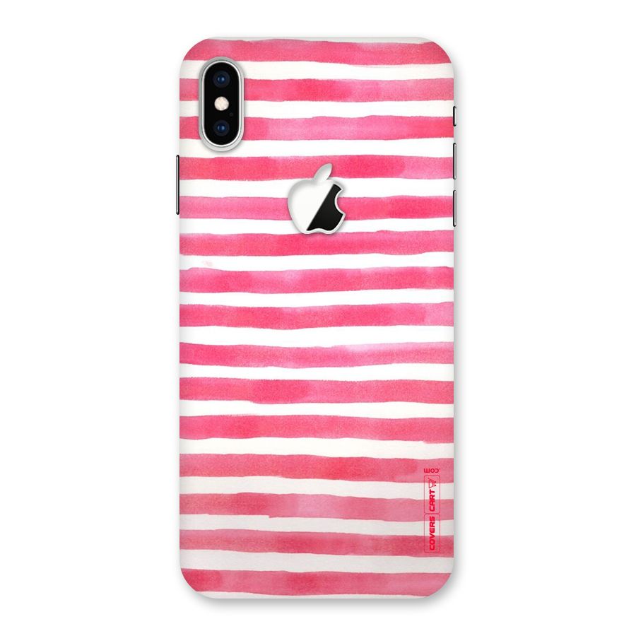 White And Pink Stripes Back Case for iPhone XS Max Apple Cut
