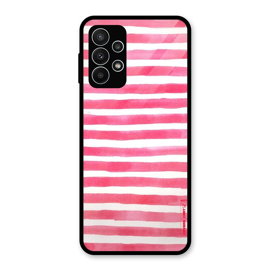 White And Pink Stripes Glass Back Case for Galaxy A23
