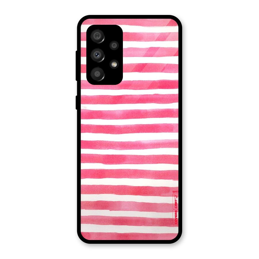 White And Pink Stripes Glass Back Case for Galaxy A32