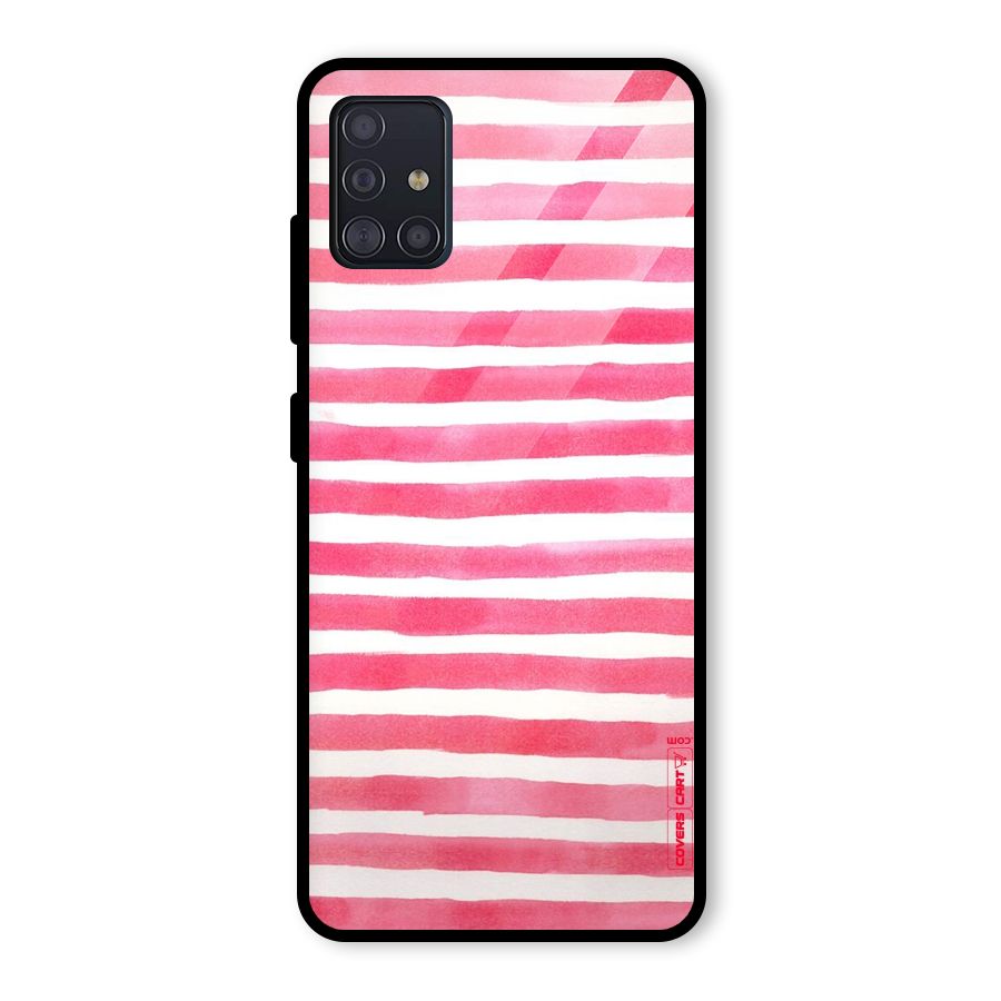 White And Pink Stripes Glass Back Case for Galaxy A51