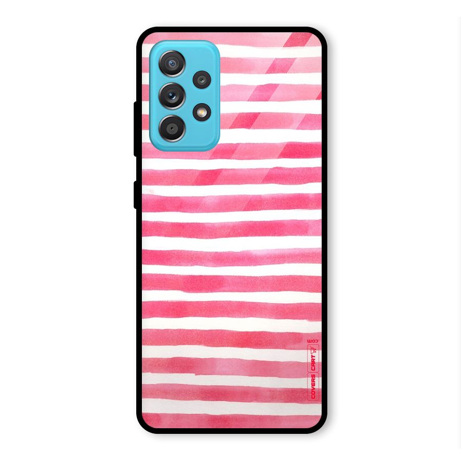 White And Pink Stripes Glass Back Case for Galaxy A52s 5G