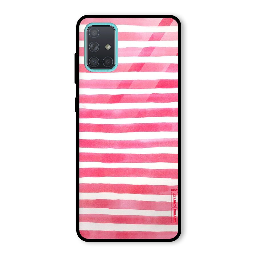 White And Pink Stripes Glass Back Case for Galaxy A71