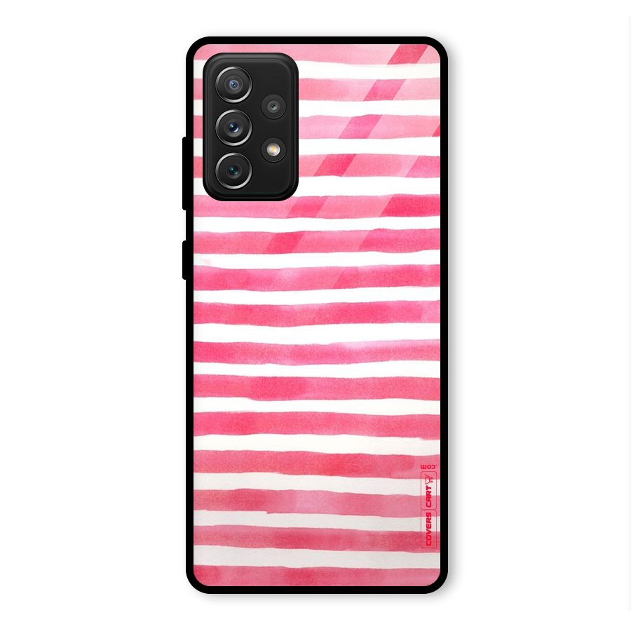 White And Pink Stripes Glass Back Case for Galaxy A72