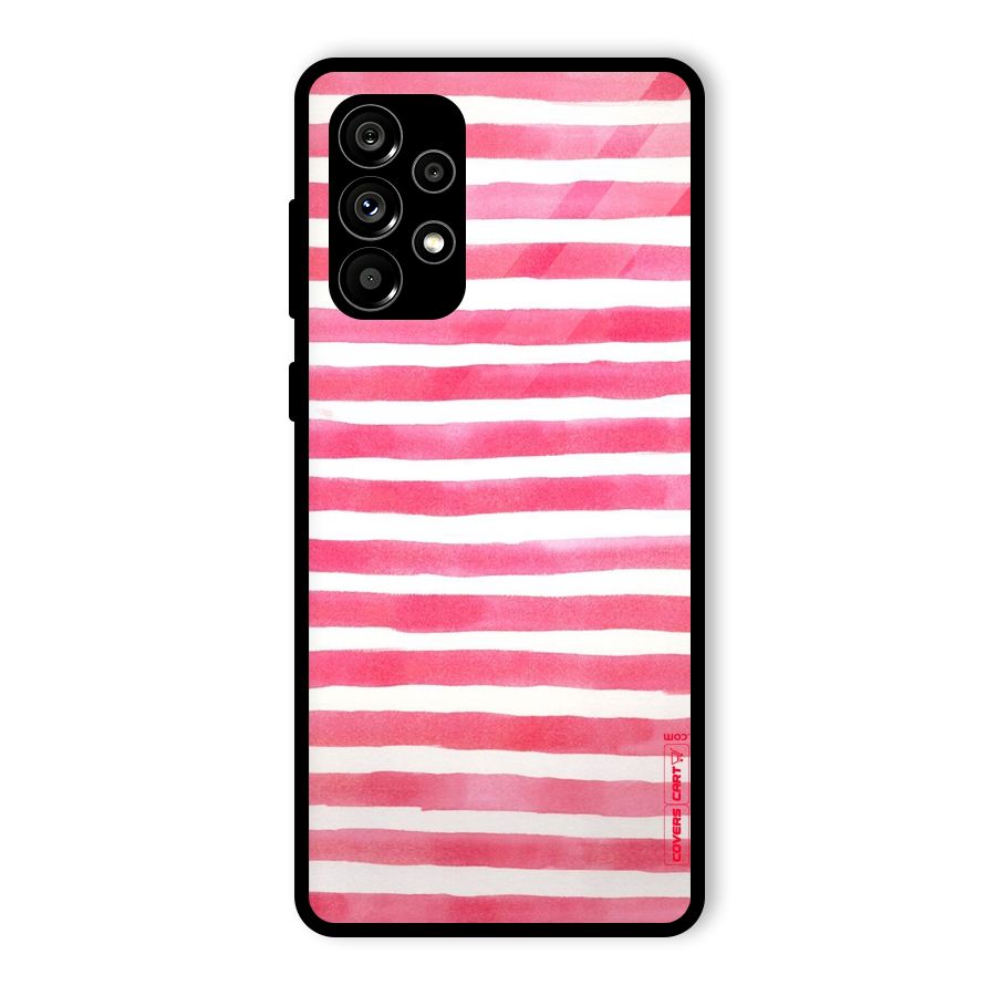 White And Pink Stripes Glass Back Case for Galaxy A73 5G