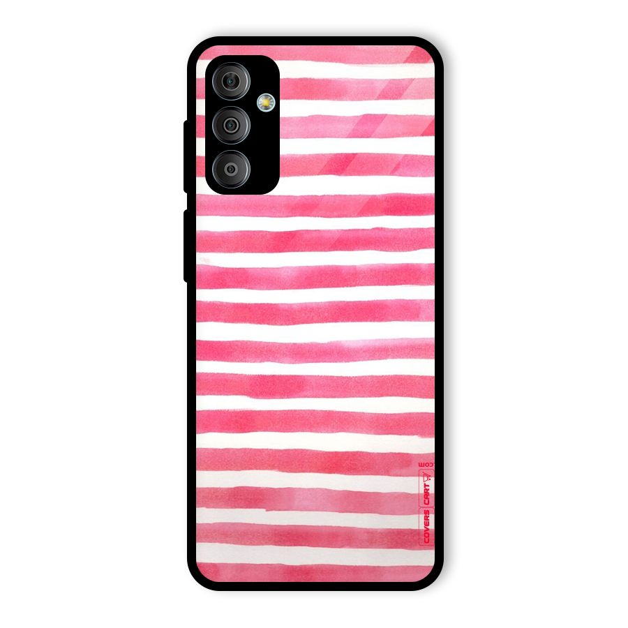 White And Pink Stripes Glass Back Case for Galaxy F23