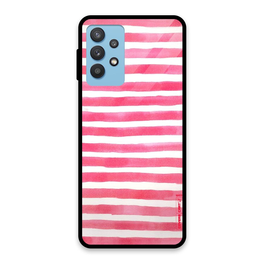 White And Pink Stripes Glass Back Case for Galaxy M32 5G