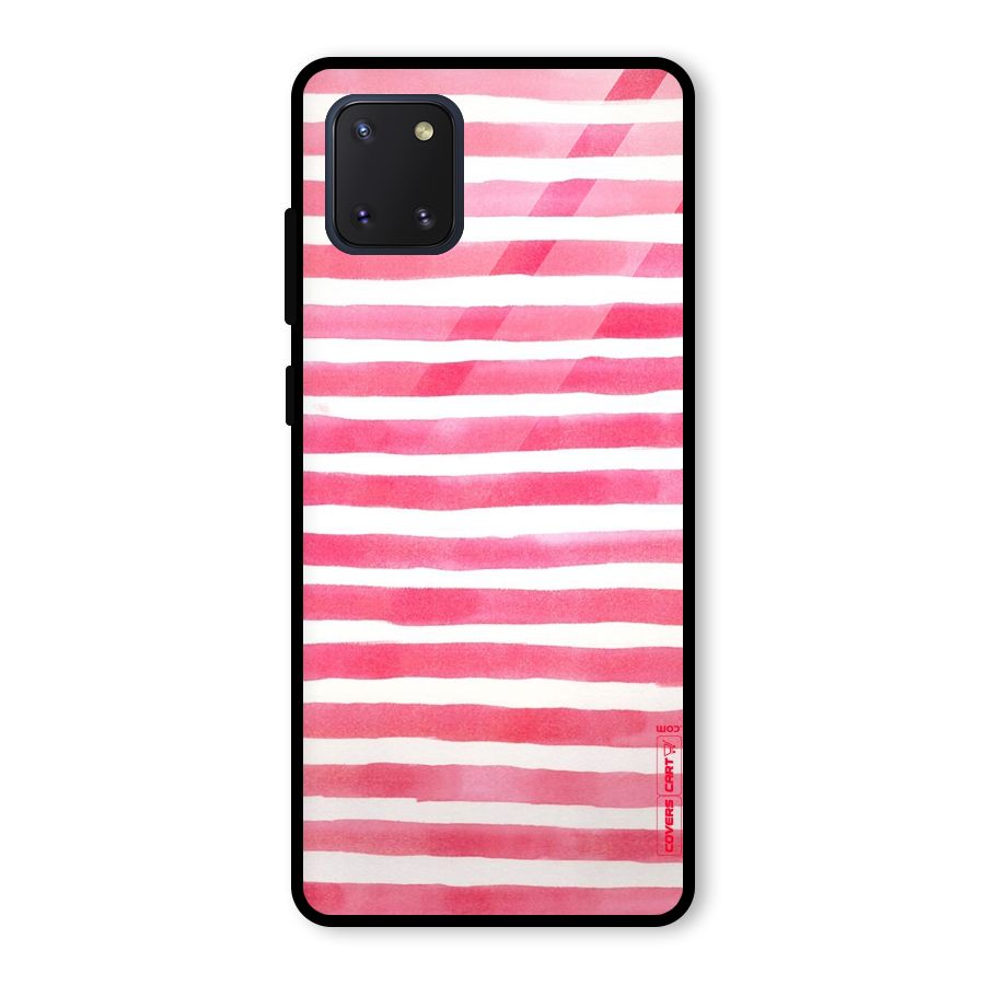 White And Pink Stripes Glass Back Case for Galaxy Note 10 Lite