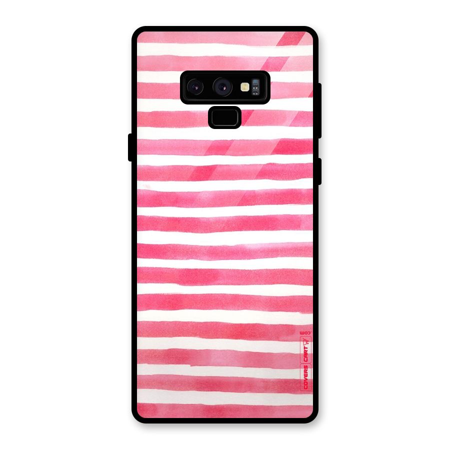 White And Pink Stripes Glass Back Case for Galaxy Note 9