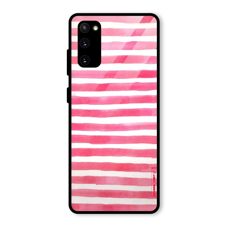 White And Pink Stripes Glass Back Case for Galaxy S20 FE 5G